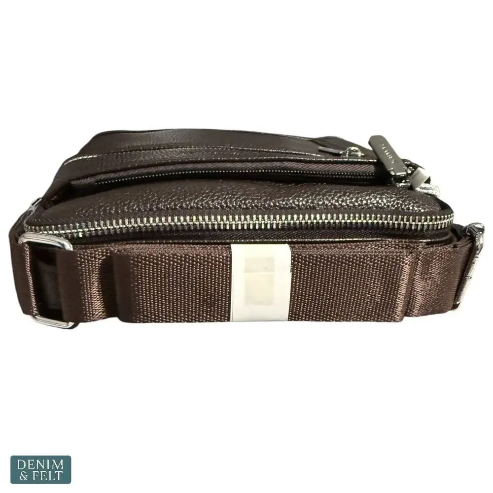 NEW WIWSI Brown PU Leather Men’s‎ Crossbody Messenger Shoulder Sling Bag